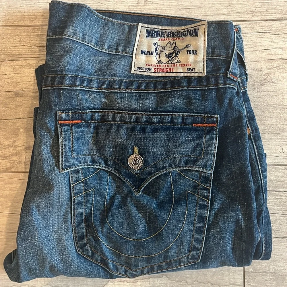TRUE RELIGION Ricky Flap Relaxed Straight Fit‎ Jeans Size 38